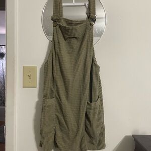 SHEIN Olive Corduroy Overall Dress